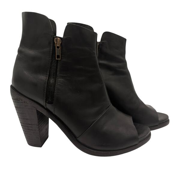 Rag & Bone Black Noelle Peep Toe Leather Ankle Booties Size 39 / 9 - Picture 1 of 7